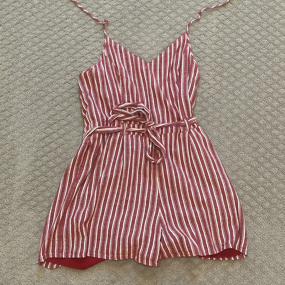 Large Hollister Red striped romper
